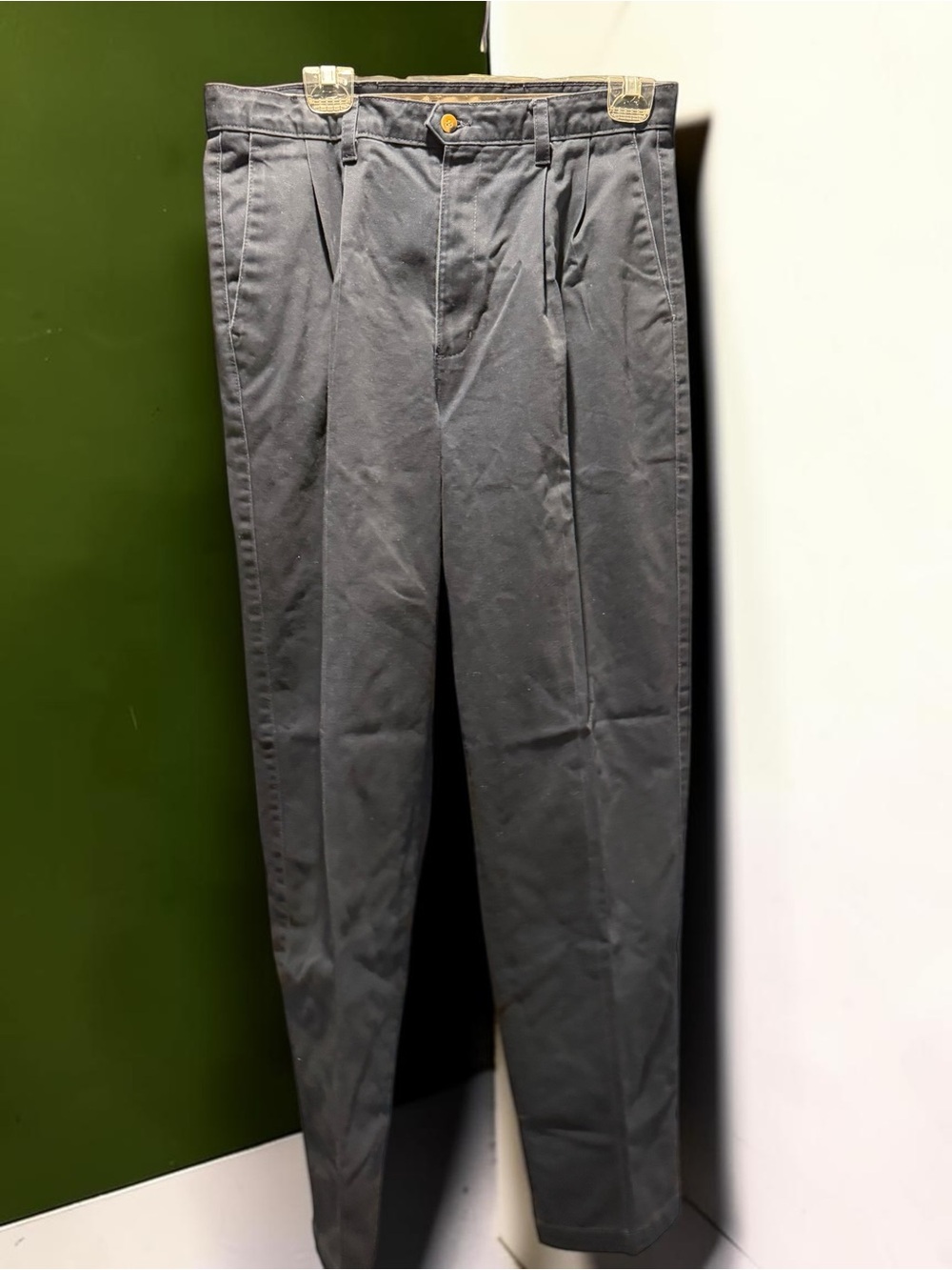 Dockers Mens Pleated Trousers W34 L34 Navy Classic Fit Cotton